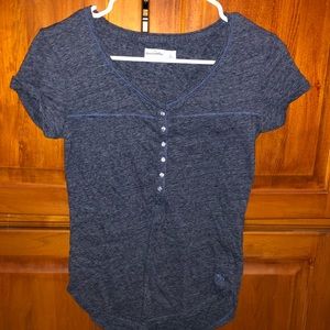 Blue Abercromie and Fitch quarter button up shirt